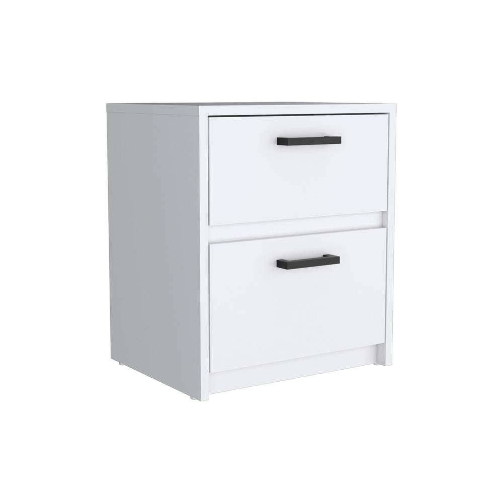 DEPOT E-SHOP Bethel 2 Drawers Nightstand with Handles, White. Picture 2
