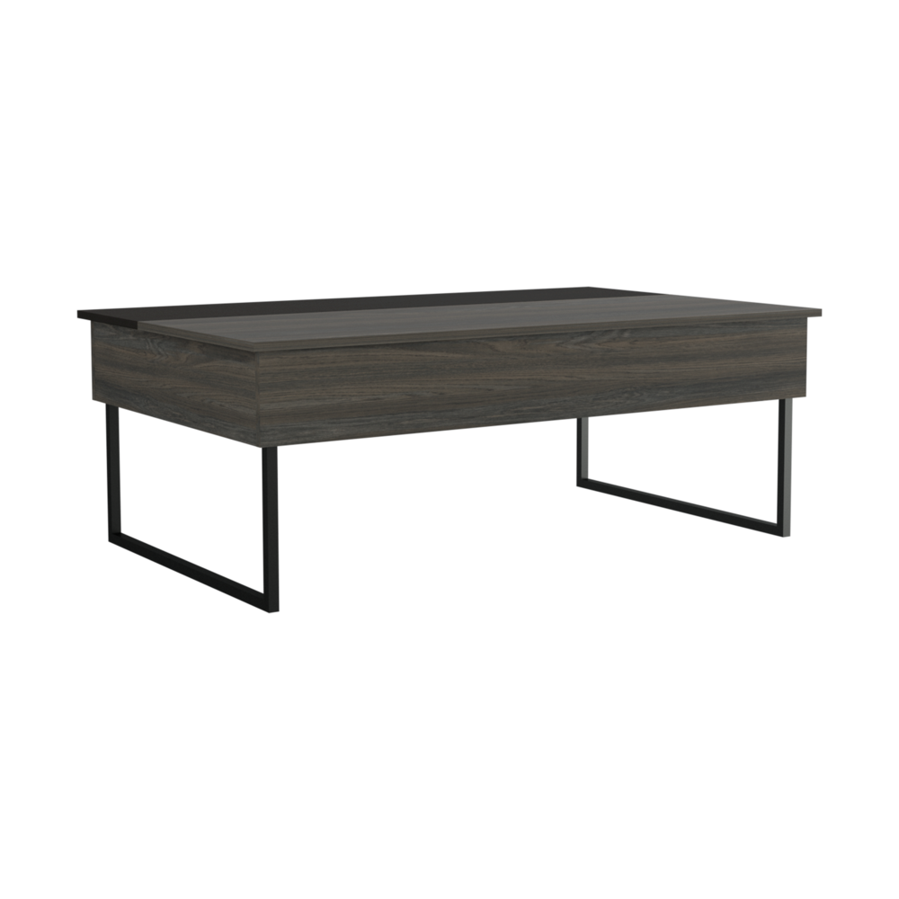DEPOT E-SHOP Osaka Lift Top Coffee Table, Two Legs, Two Flexible Shelves, Countertop, Espresso/Black, For Living Room. Picture 2