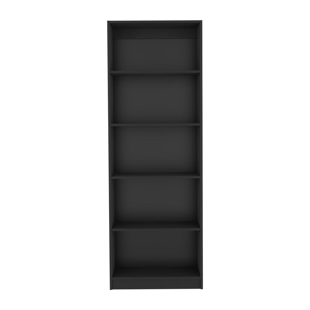 Vinton 4-Tier Bookcase with Modern Storage for Books and Decor, Black. Picture 1