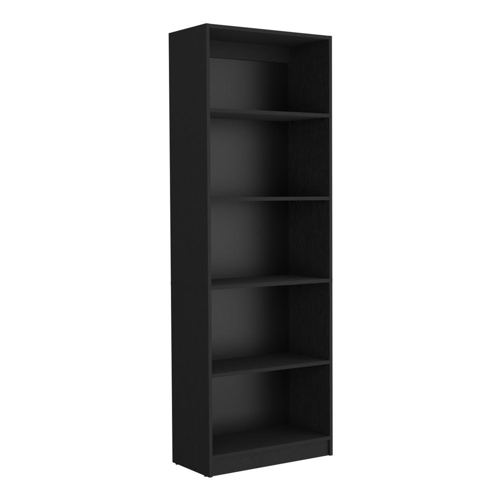 Vinton 4-Tier Bookcase with Modern Storage for Books and Decor, Black. Picture 2