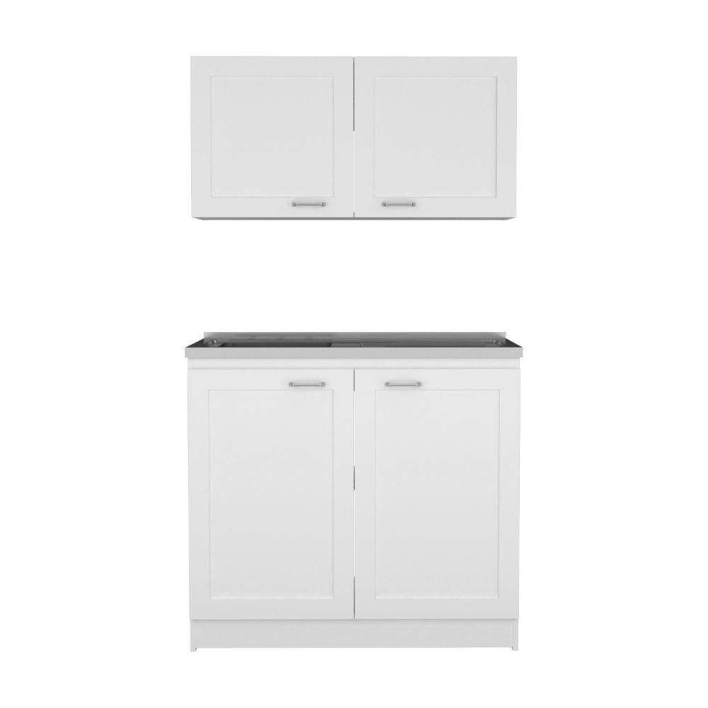 DEPOT E-SHOP Agate Cabinet Set, Two Parts Set, Countertop-White, For Kitchen. Picture 1