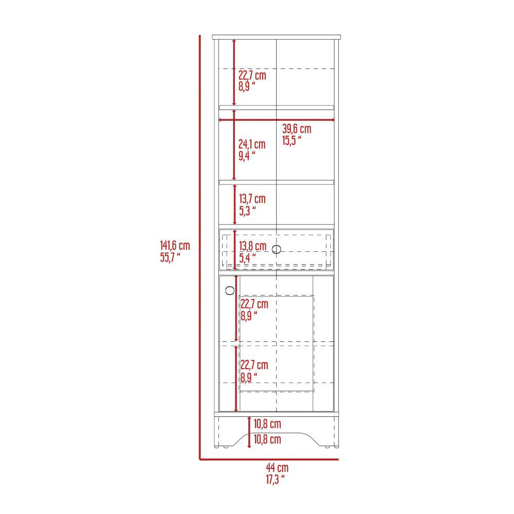 DEPOT E-SHOP Norwalk Linen Cabinet, Three External Shelves, One-Door Cabinet, One Drawer, Two Internal Shelves-Light Grey, For Bathroom. Picture 5