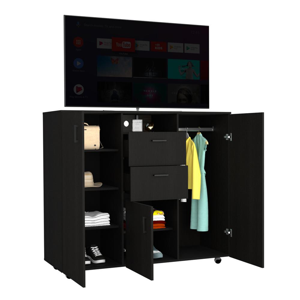 Milano Two-Door Cabinet Dresser-Black. Picture 5