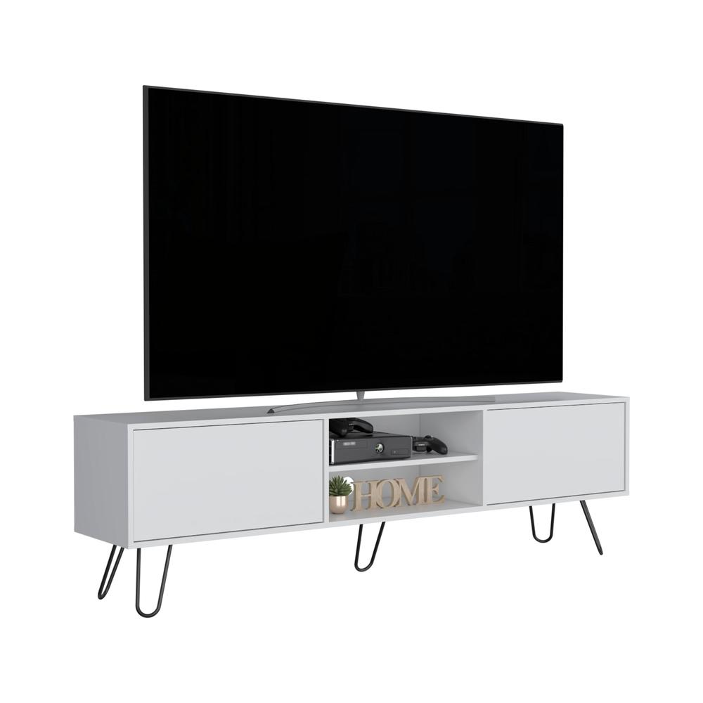 Waco TV Rack, Hairpin Stand with Spacious Storage and Cable Management Holes. Picture 3