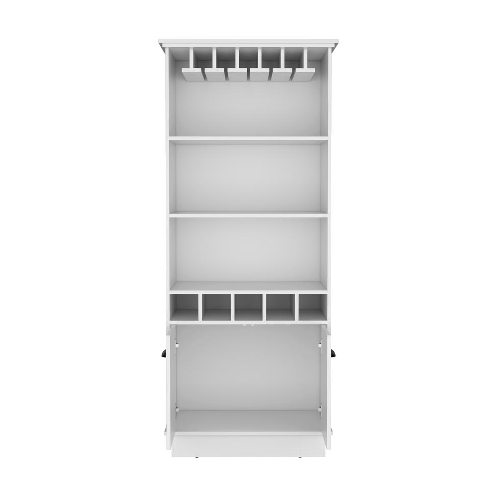 Bar Cabinet with Wine Rack, three Open Storage Shelves and One Cabinet,White. Picture 2