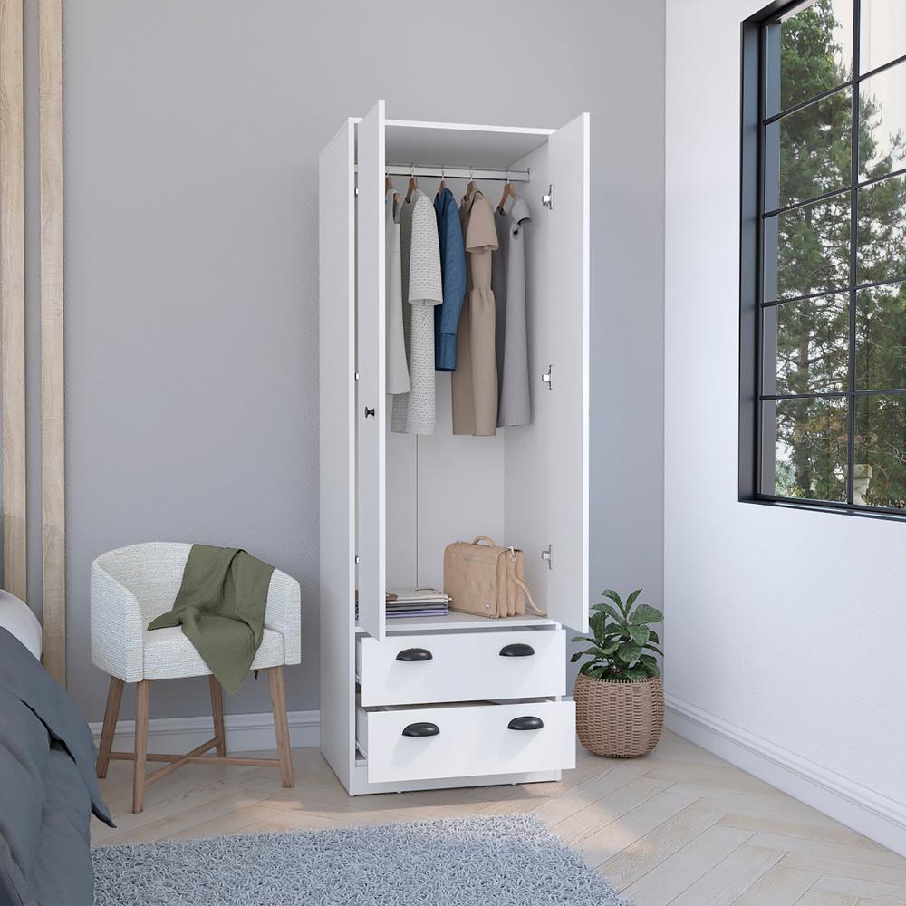 Bonaire Armoire with 2-Drawers and 2-Doors, White. Picture 5