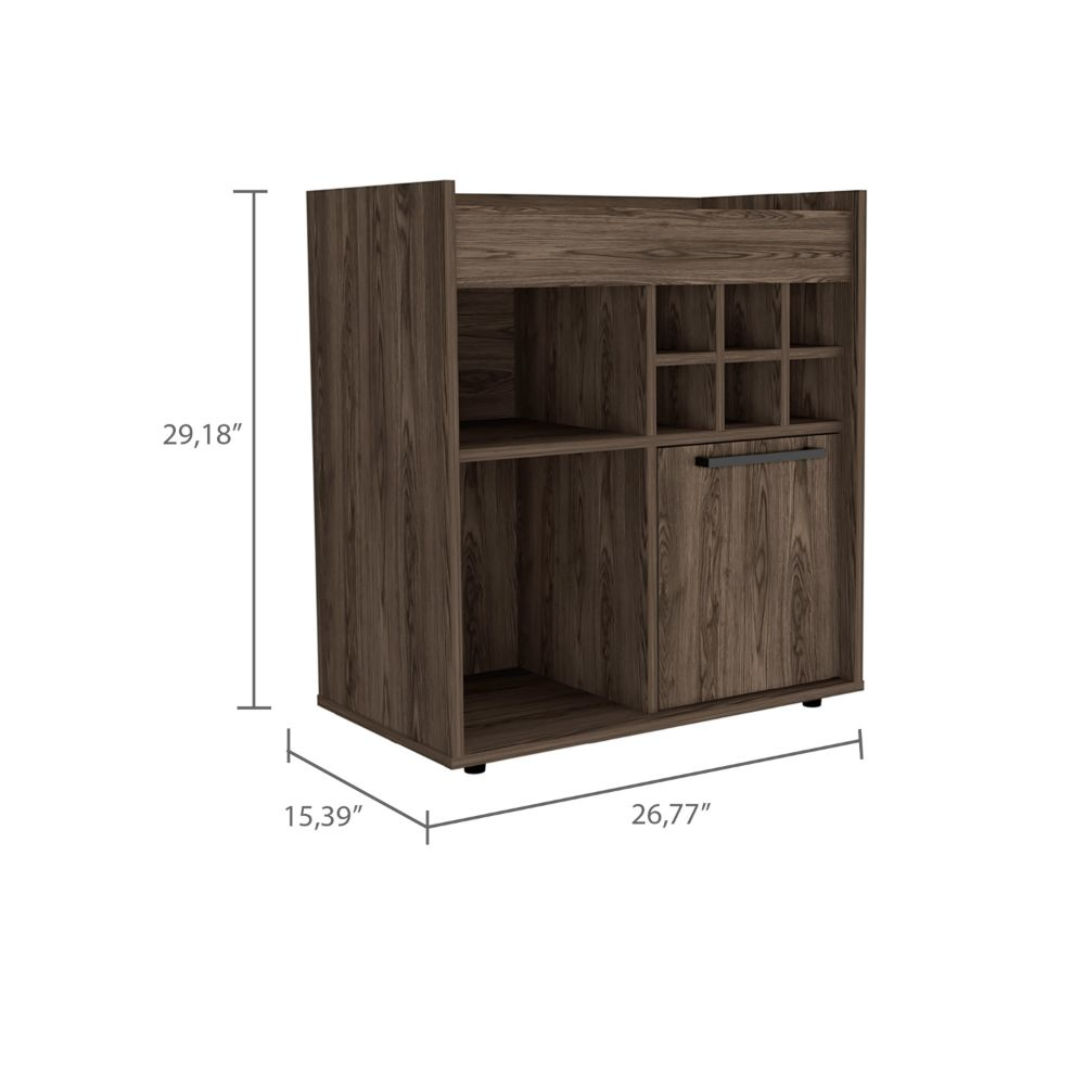 Bar Cabinet With Divisions, Two Concealed Shelves, Six Cubbies, Dark Walnut. Picture 3