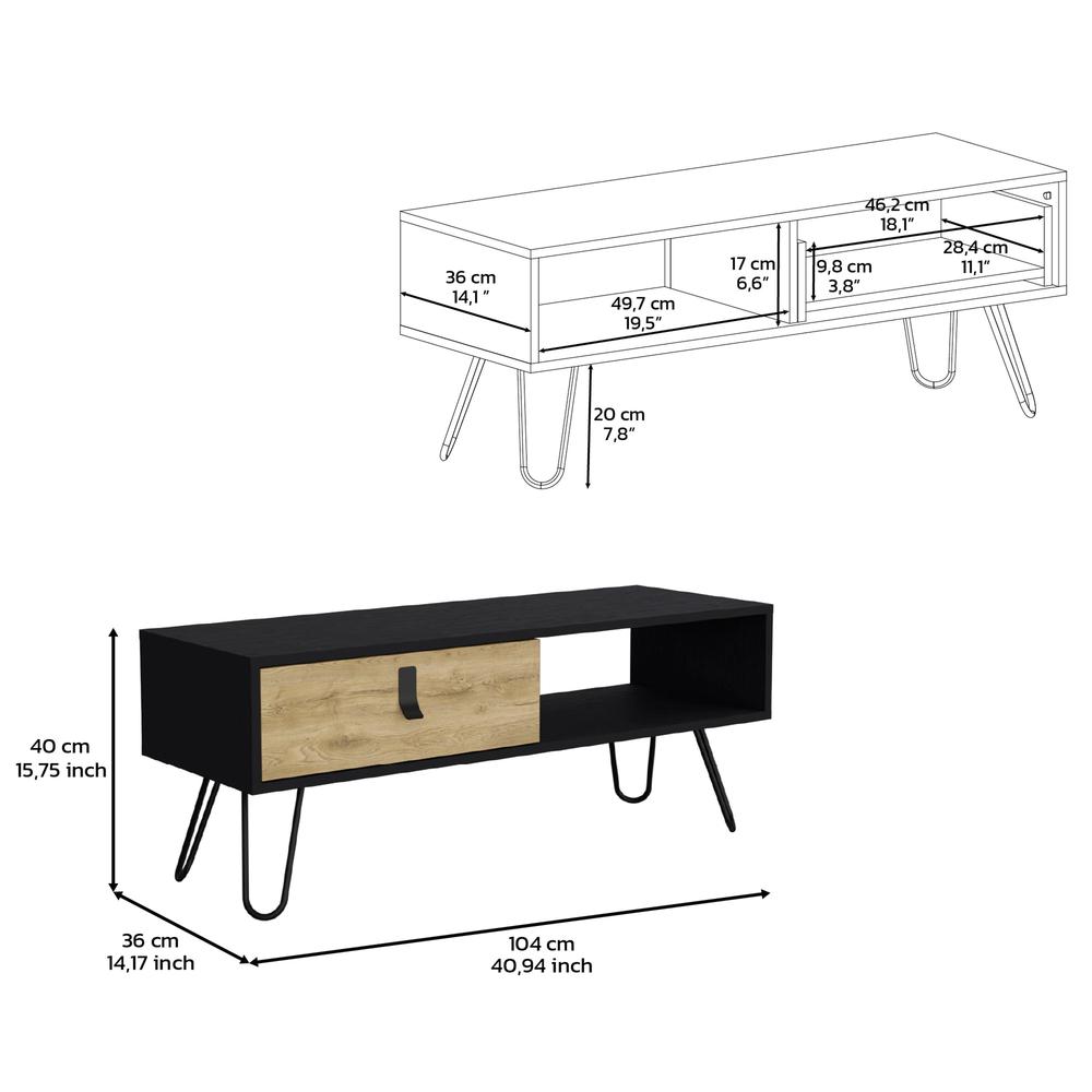 Mosby Coffee Table with Modern Hairpin Legs Design and Drawer. Picture 7