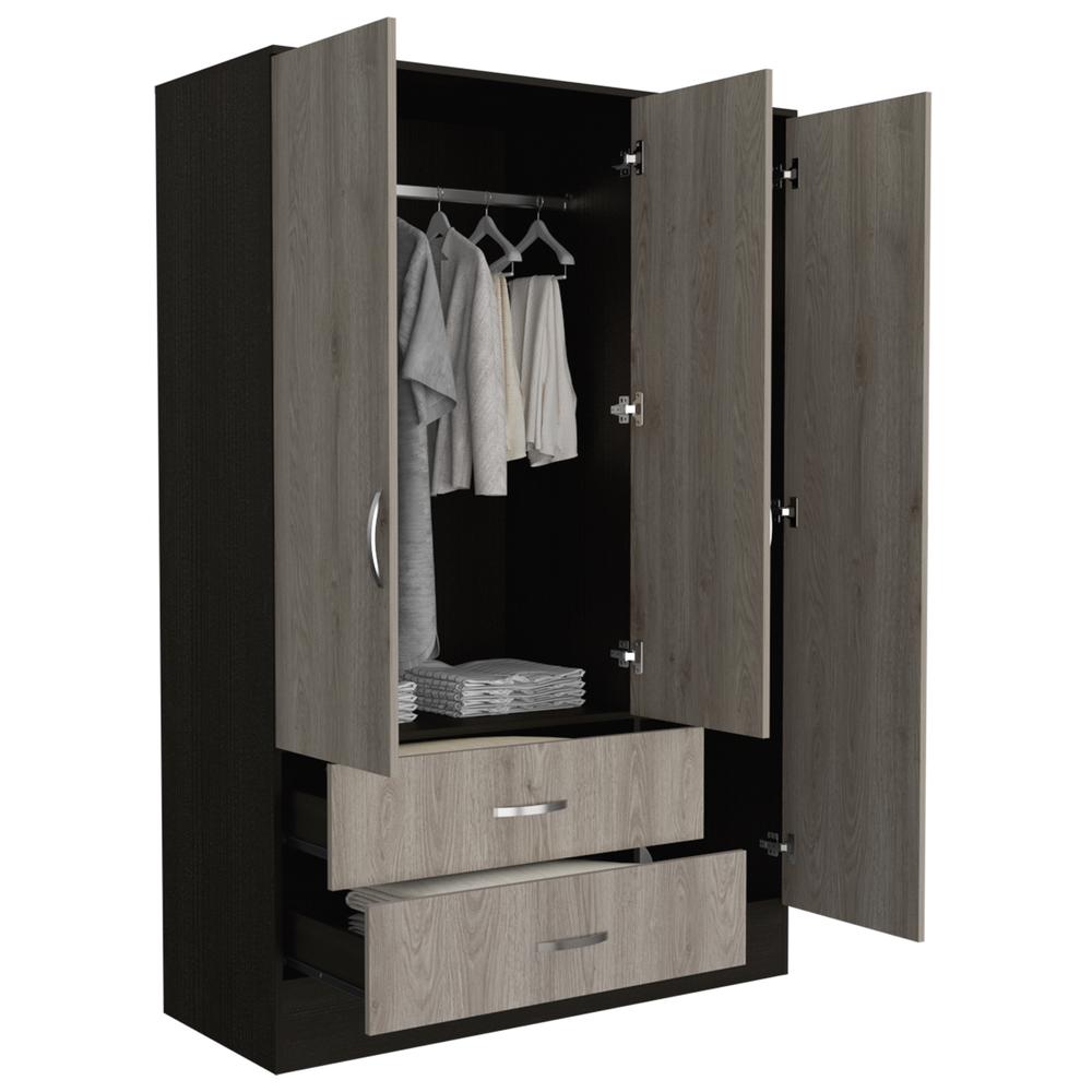 Gangi 120 Mirroed Armoire - Black+Light Grey. Picture 3