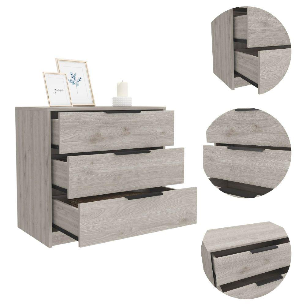DEPOT E-SHOP Egeo 3 Drawers Dresser, Countertop, Three Drawers, Light Grey, For Bedrom. Picture 4