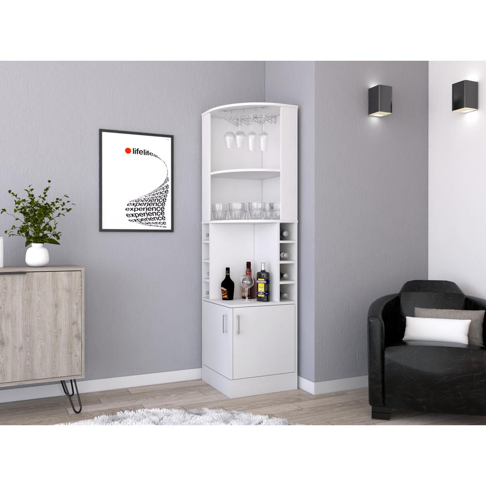 Egina Corner Bar Cabinet - White. Picture 1