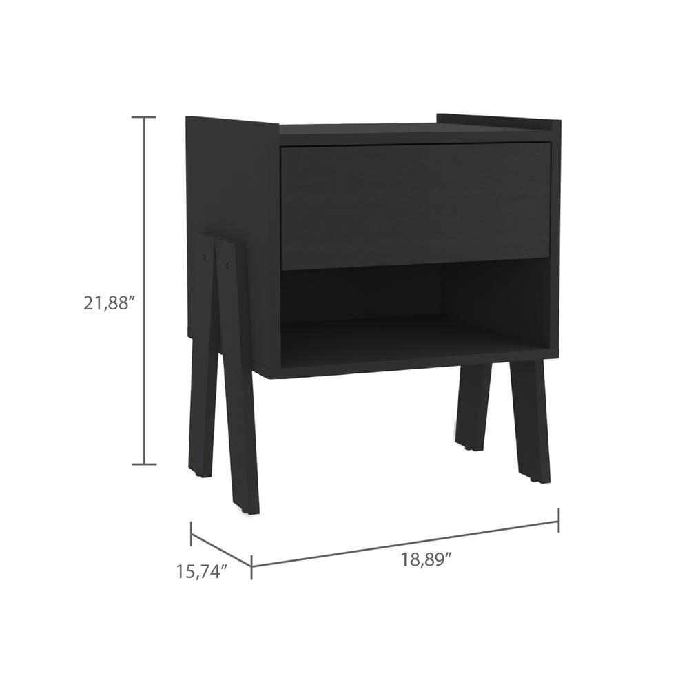 DEPOT E-SHOP Caladium Night Stand-One Drawer, One Open Shelf-Black, For Bedroom. Picture 4