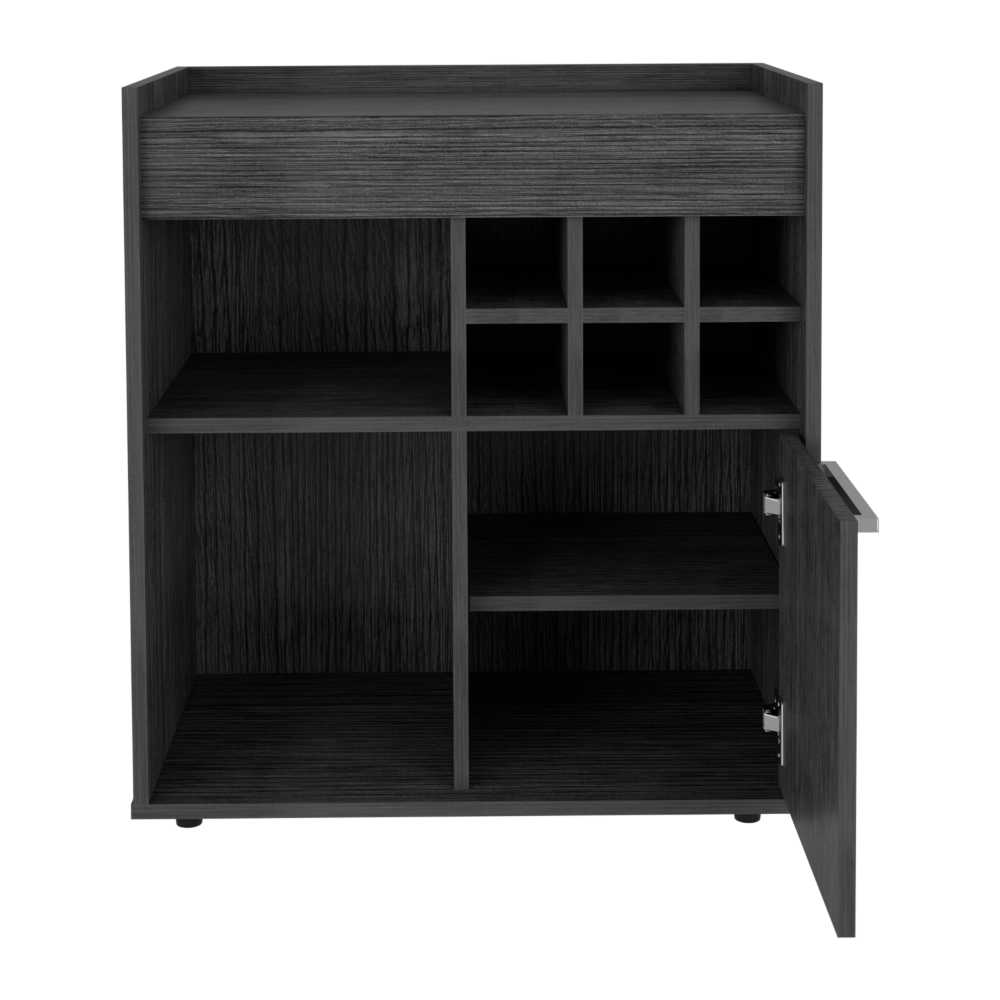 Bar Cabinet With Divisions, Two Concealed Shelves, Six Cubbies, Smokey Oak. Picture 1
