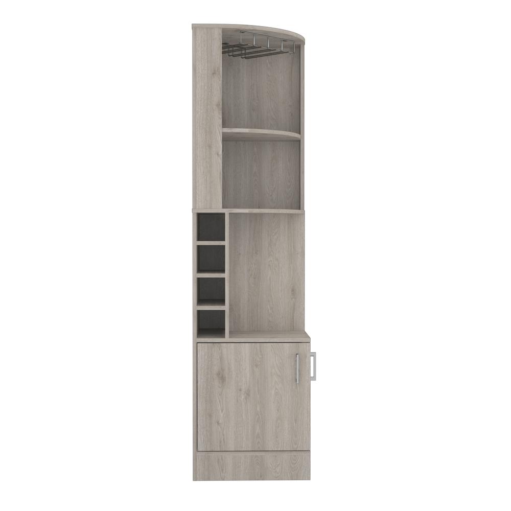 DEPOT E-SHOP Egina Corner Bar Cabinet, Cup Rack, Two External Shelves - Light Grey, For Office. Picture 2