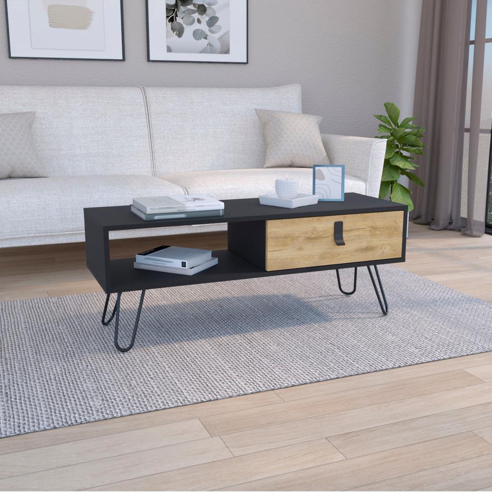Mosby Coffee Table with Modern Hairpin Legs Design and Drawer. Picture 5