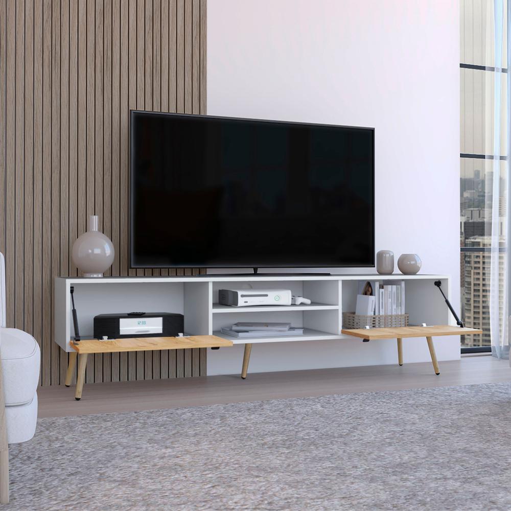 Toka TV Rack with 2 Hinged Doors and Central Shelves. Picture 6