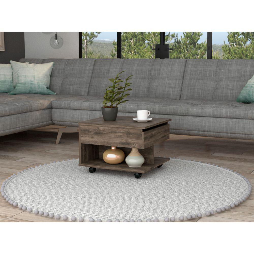 DEPOT E-SHOP Babel Lift Top Coffee Table, Countertop, Caster Wheels, One Shelf - Dark Brown, For Living Room. Picture 1