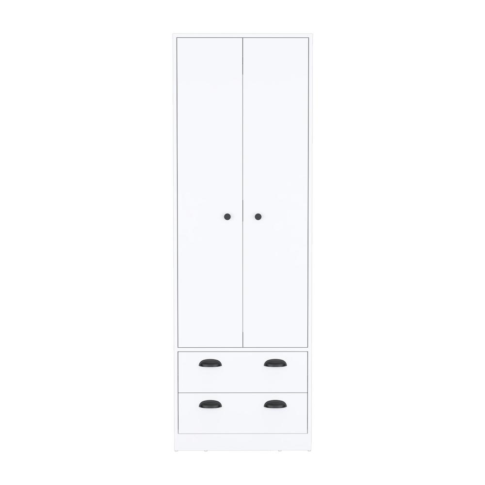Bonaire Armoire with 2-Drawers and 2-Doors, White. Picture 1