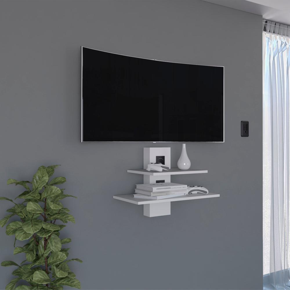 Havre Floating Shelf, Dual-Shelf Wall Unit with Cable Management. Picture 5