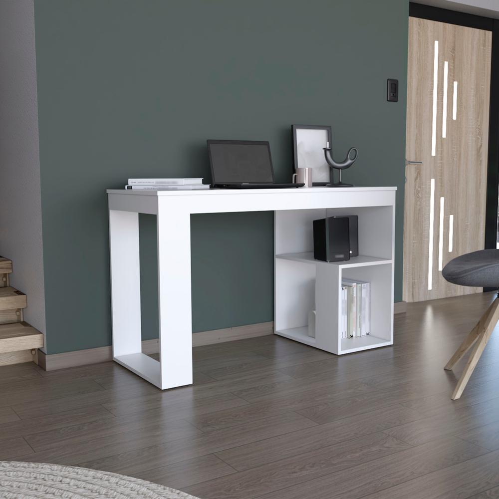 Firenze Writing Desk, Two Shelves, White -Office. Picture 5