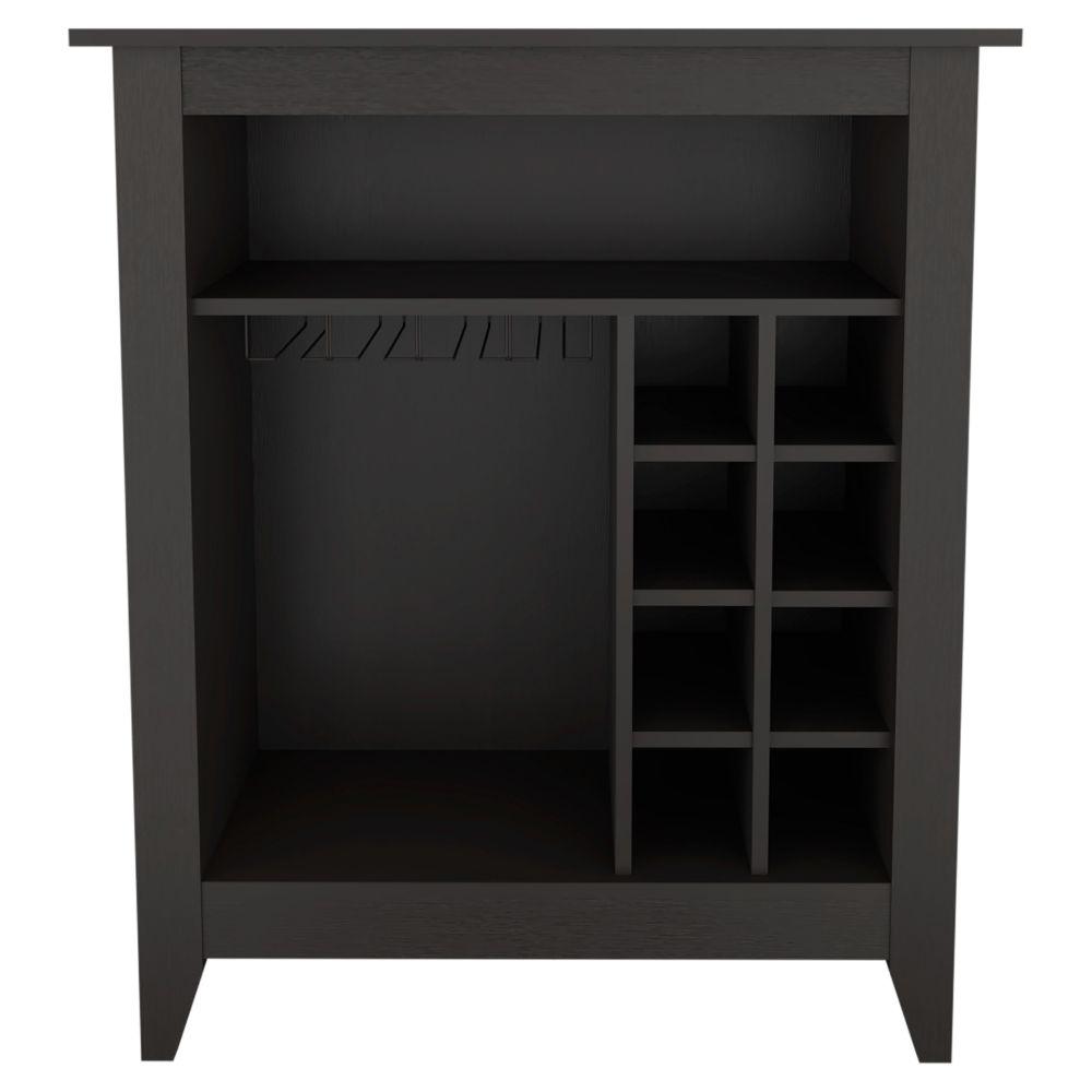DEPOT E-SHOP Mojito Bar Cabinet, Six Wine Cubbies, One Open Drawer, One Open Shelf, Countertop-Black, For Living Room. Picture 2