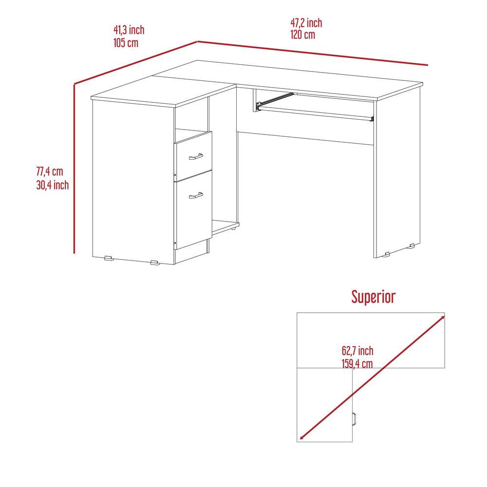 Idra L-Shaped Desk Grey Oak. Picture 6
