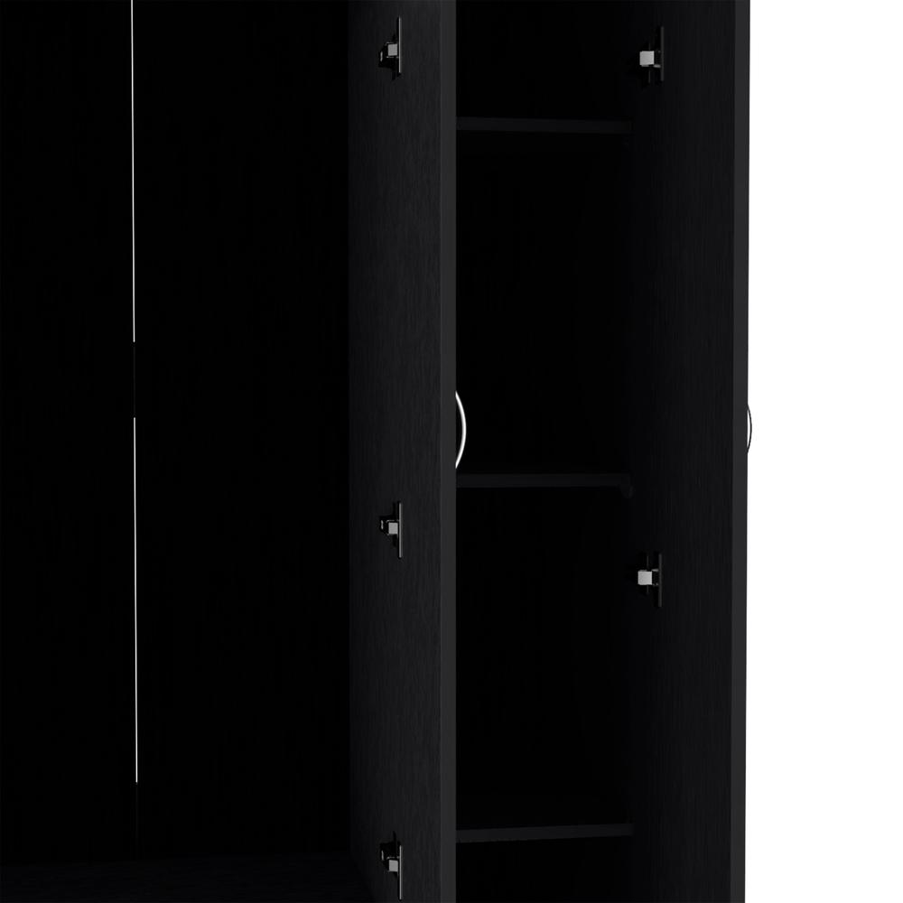 Westbury Wardrobe Armoire with 3-Doors and 2-Inner Drawers, Black. Picture 3