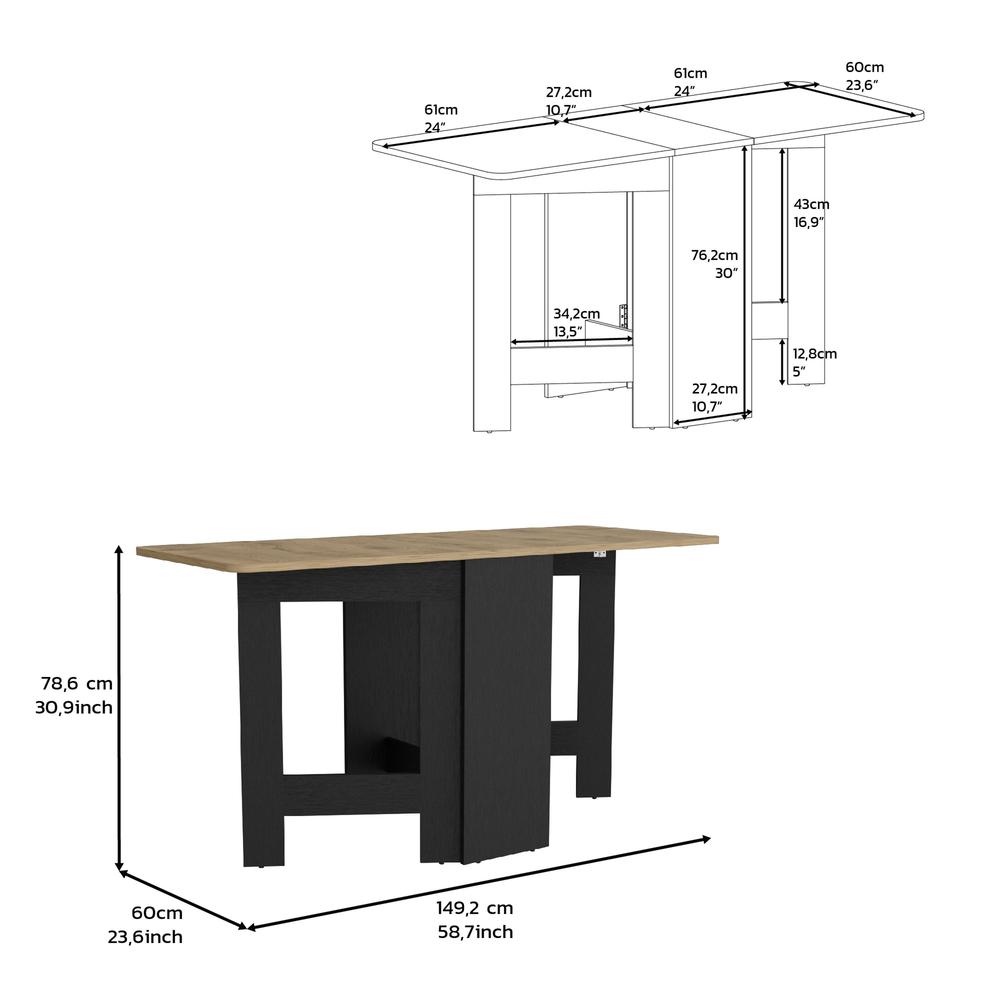 Detroit Folding Table with Expandable Design in 3 Forms, White / Macadamia. Picture 6