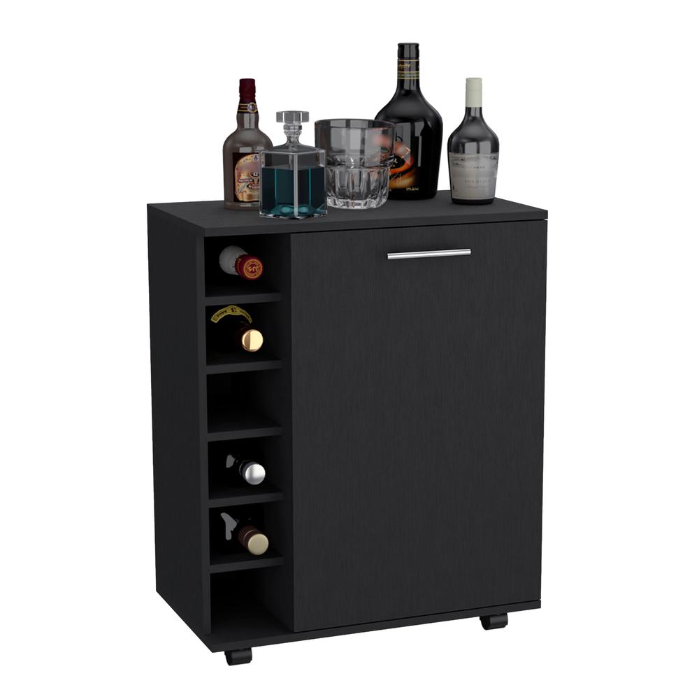 Bar Cart Sleek Mobile Cocktail Station with Built-in Bottle Storage. Picture 2
