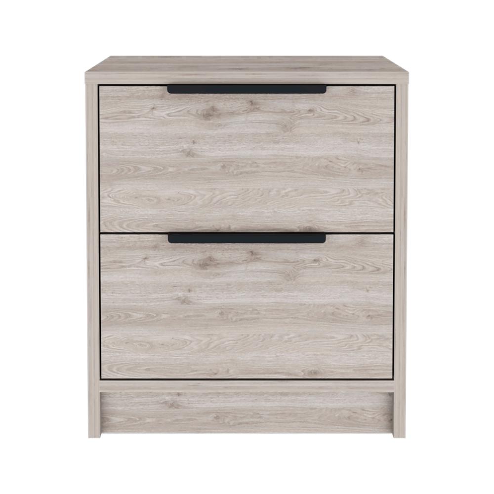 DEPOT E-SHOP Egeo Night Stand, Two Drawers, Countertop, Light Grey, For Bedroom. Picture 1