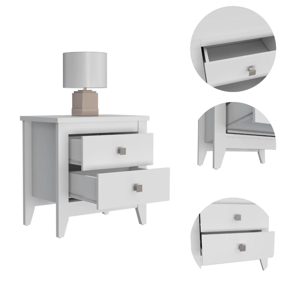 DEPOT E-SHOP Oasis Nightstand, Two Shelves, Four Legs, Countertop-White, For Bedroom. Picture 3