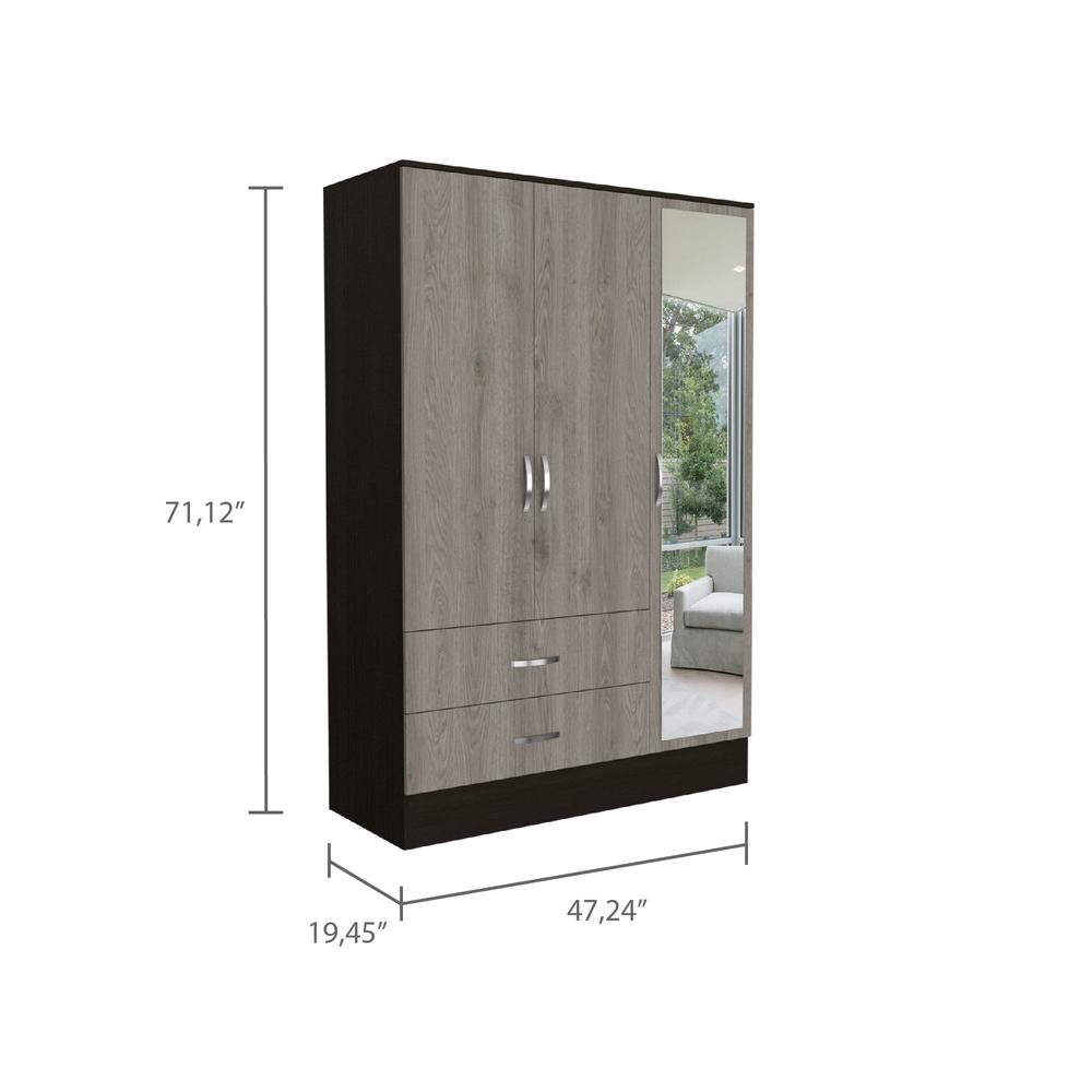 Gangi 120 Mirroed Armoire - Black+Light Grey. Picture 7