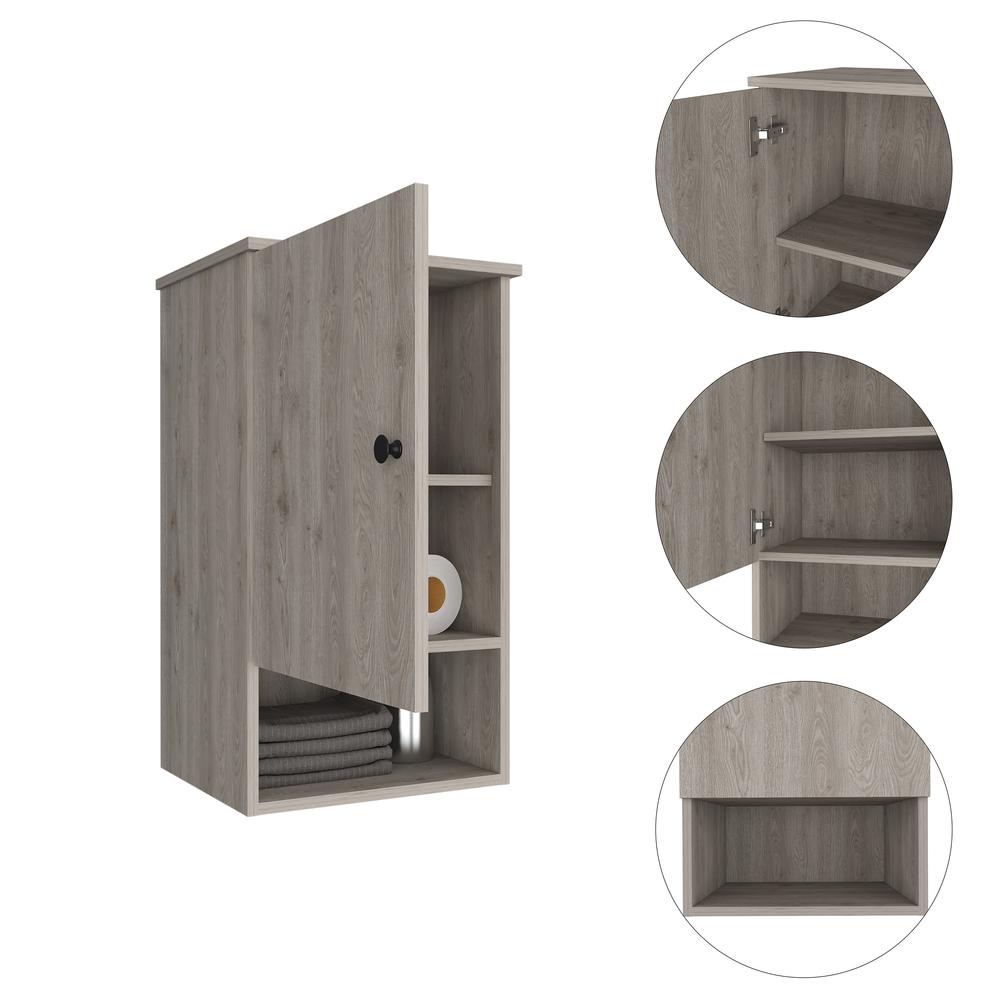DEPOT E-SHOP Cottonwood Medicine Cabinet-One Door Cabinet, Three Shelves-Light Grey, For Bathroom. Picture 2