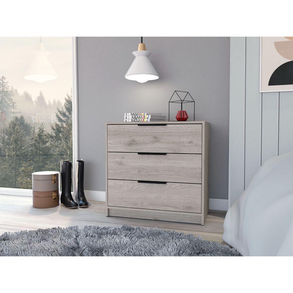 DEPOT E-SHOP Egeo 3 Drawers Dresser, Countertop, Three Drawers, Light Grey, For Bedrom. Picture 2