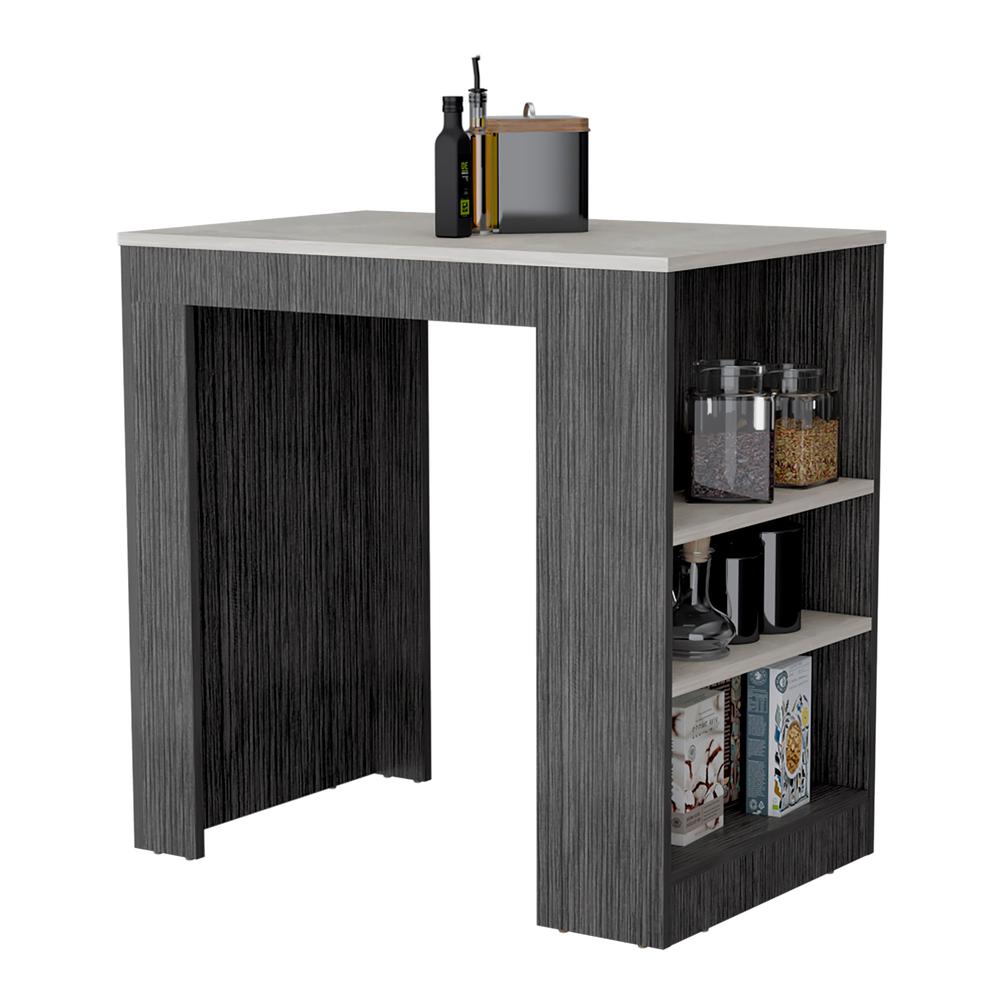 Lacour Kitchen Island, Kitchen Bar Table with 3-Side Shelves. Picture 2