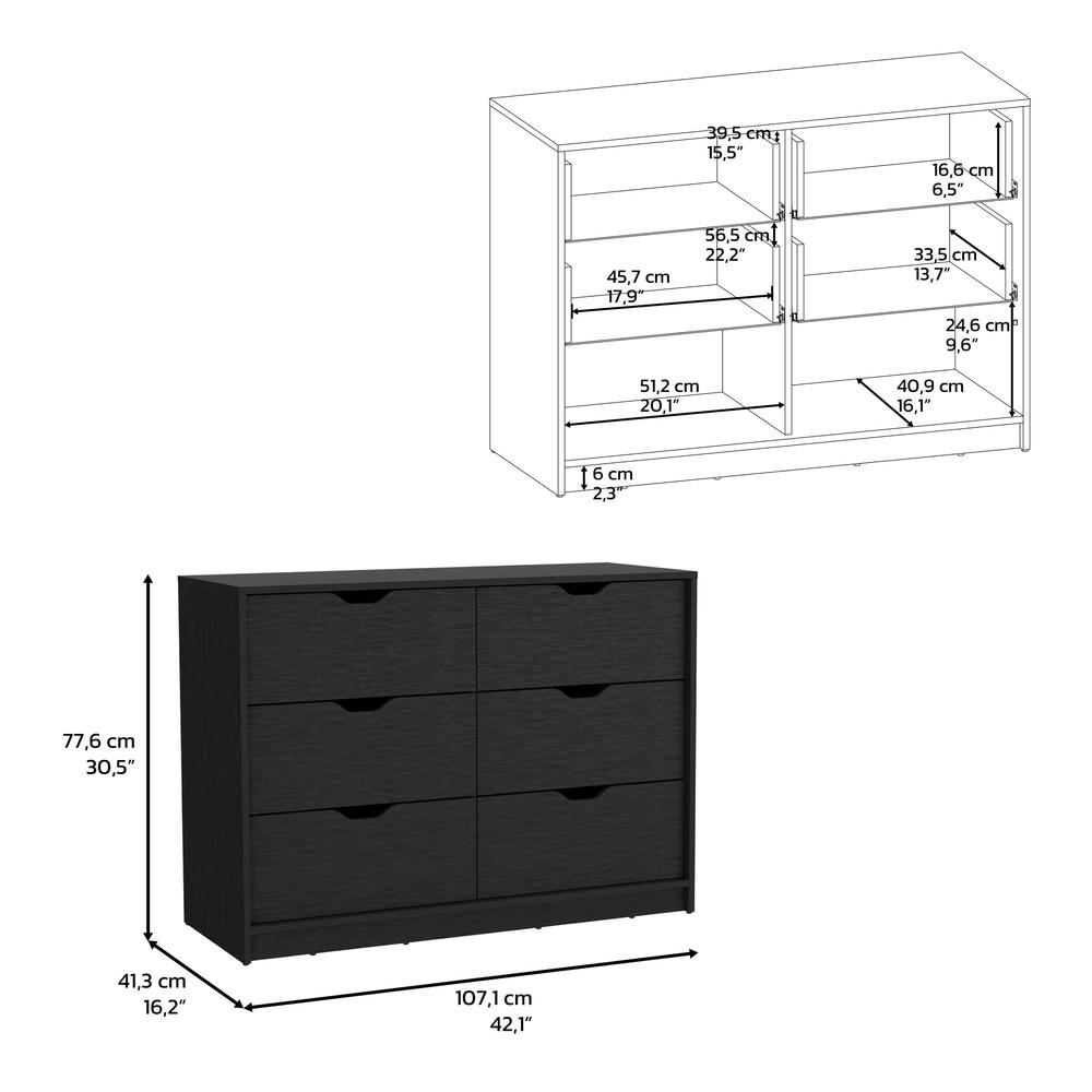 DEPOT E-SHOP Houma 4 Drawer Dresser with 2 Lower Cabinets, Drawer Chest, Black. Picture 3