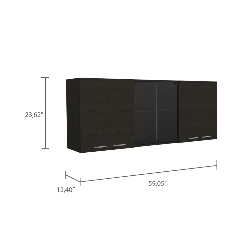 Olimpo 150 Wall Cabinet With Glass In Black. Picture 2