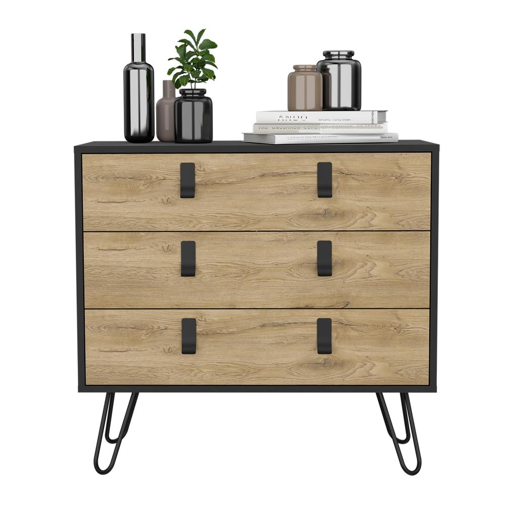 3-Drawer Dresser, Modern Chest of Drawers with Hairpin Legs and Metal Accents. Picture 4
