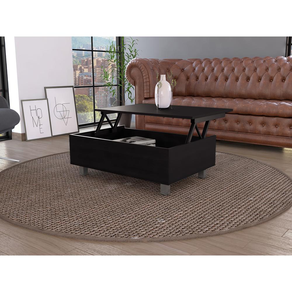 Aran Lift Top Coffee Table - Black. Picture 1