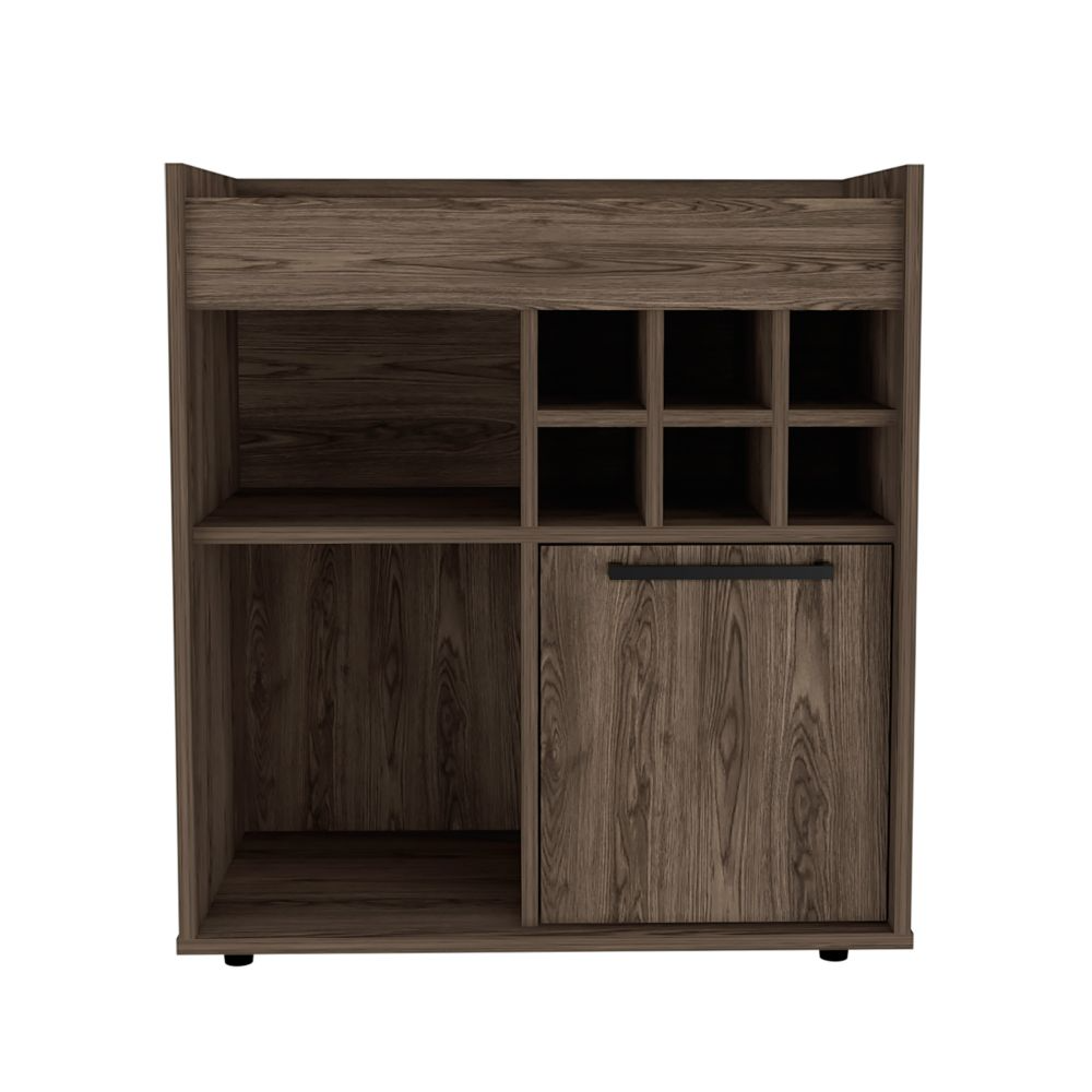 Bar Cabinet With Divisions, Two Concealed Shelves, Six Cubbies, Dark Walnut. Picture 1
