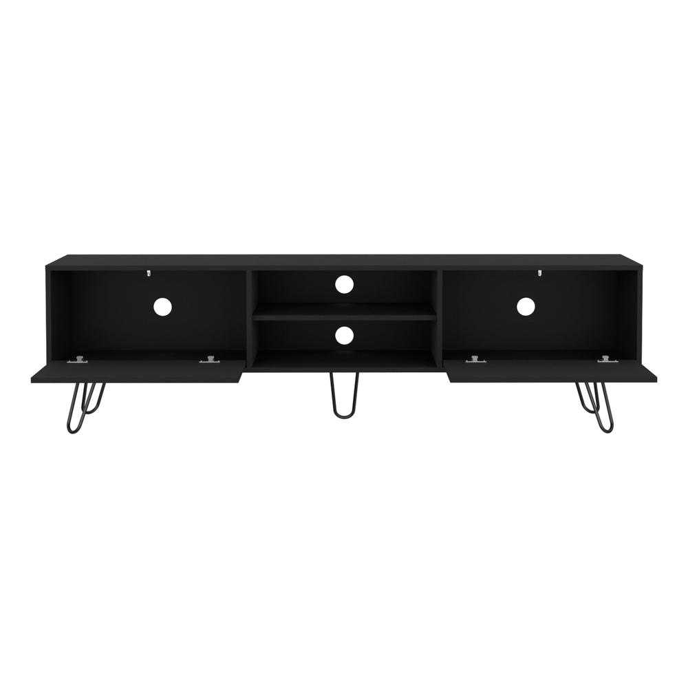 Waco TV Rack, Hairpin Stand with Spacious Storage and Cable Management Holes. Picture 2