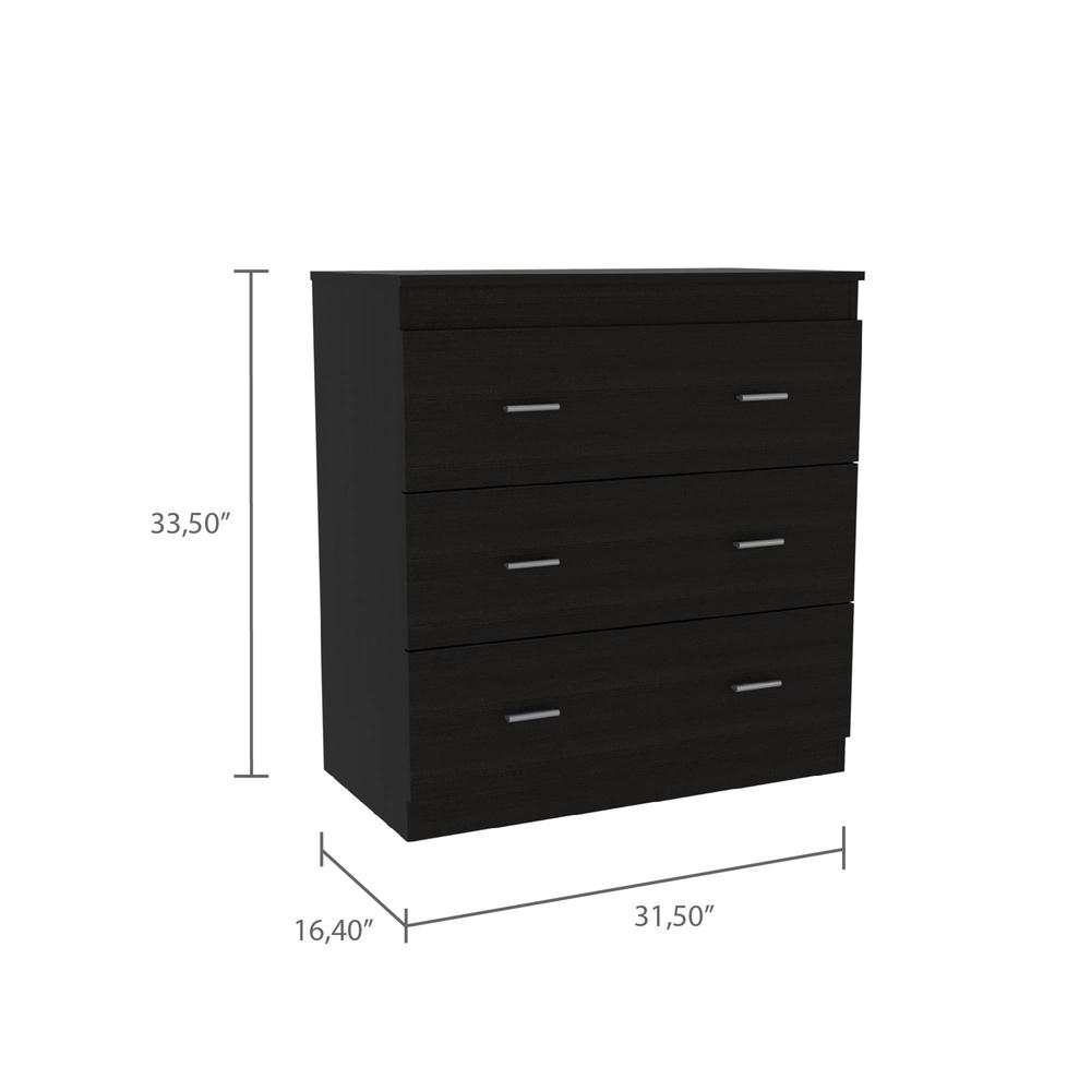 Capri Three Drawer Dresser-Black. Picture 8