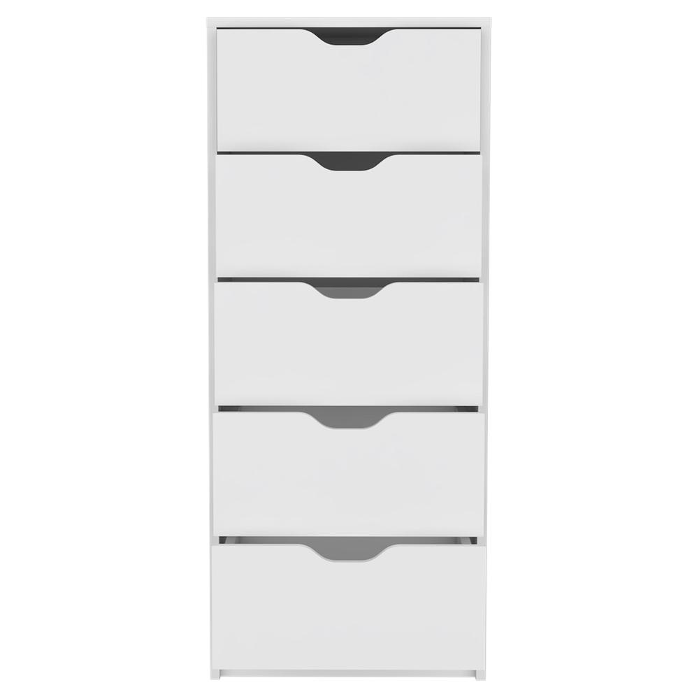 DEPOT E-SHOP Houma 5 Drawers Narrow Dresser, Slim Storage Chest of Drawers, White. Picture 1