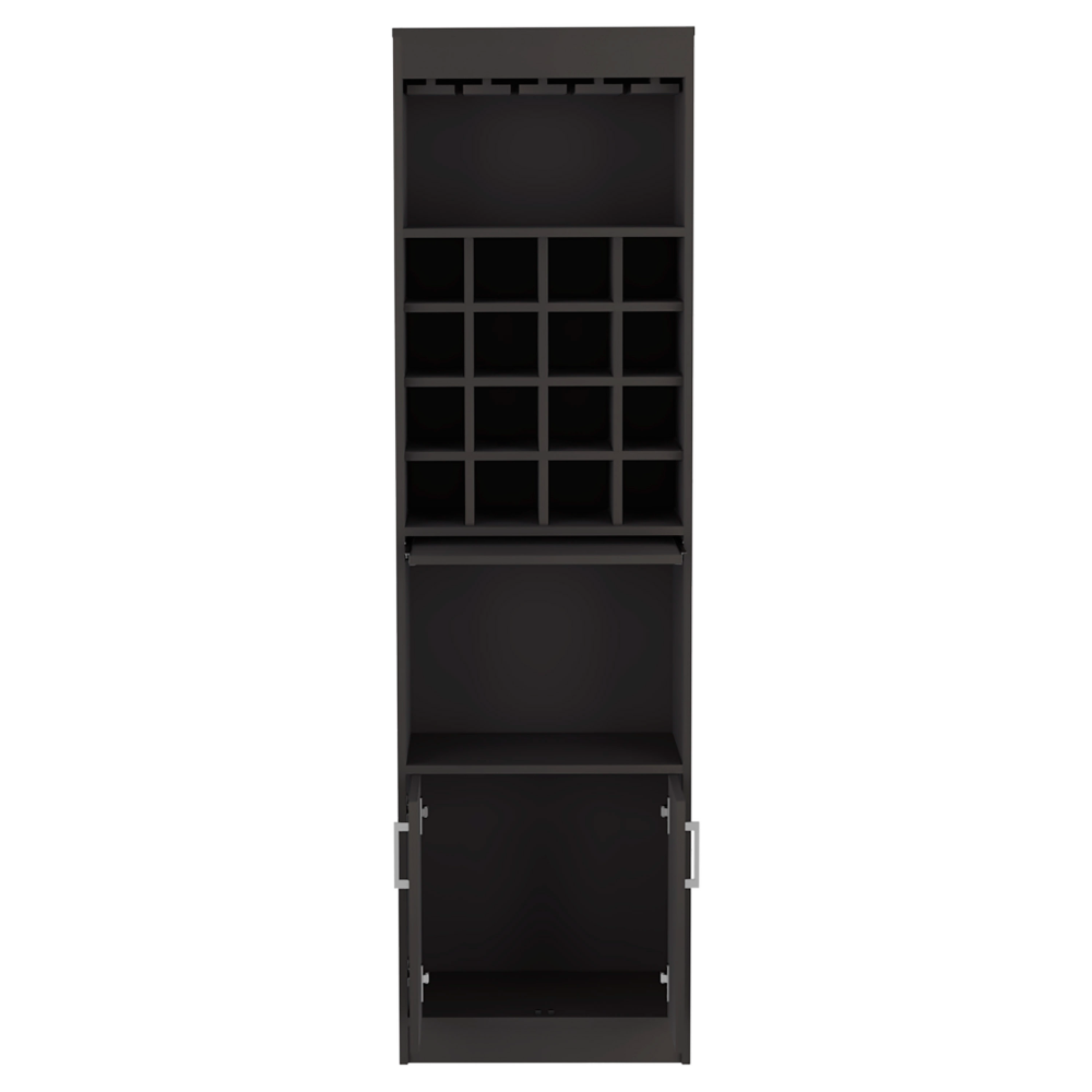 Depot E-Shop Athens Kava Bar Cabinet, 16 Built-in Wine Rack, Two Door Cabinet, Two Shelves, Black. Picture 3