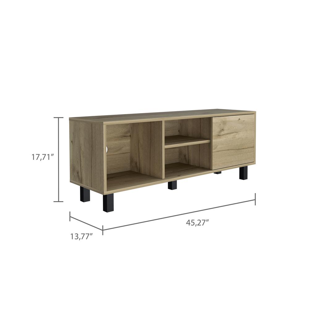 DEPOT E-SHOP Myrtle Tv Stand-Tabletop,Three Open Shelves, One Cabinet-Light Oak, For Bedroom. Picture 4