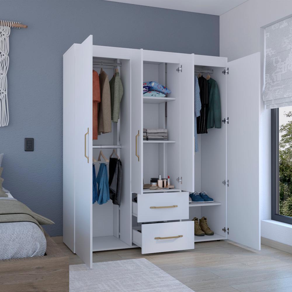 Valier Wardrobe, Deluxe Armoire with Multiple Storage Options and Metal Accents. Picture 6