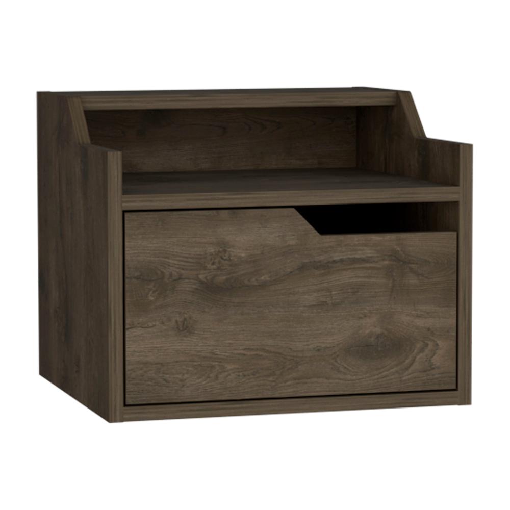 Floating Nightstand, Modern Dual-Tier Design with Spacious Single Drawer Storage. Picture 1