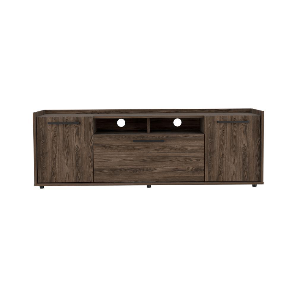 DEPOT E-SHOP Hollywood Tv Stand , Back Holes, Two-Door Cabinets, One Flexible Cabinet- Dark Walnut, For Living Room. Picture 2