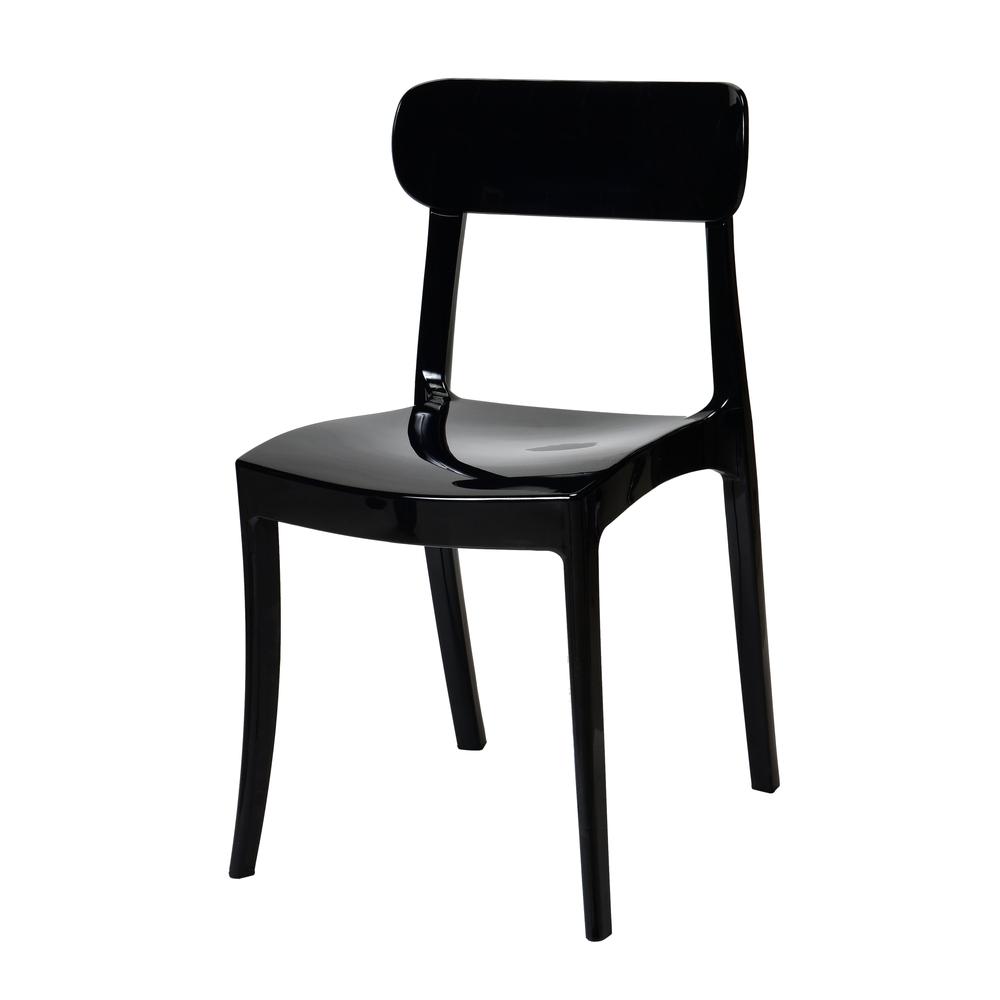 Set of 1 Grace Polycarbonate Dining Chair - Mid Centry Modern - Stackable - Translucent Black. Picture 1