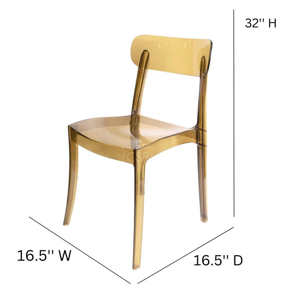 Set of 1 Commercial Seating Products Grace Chair in amber made of  Polycarbonate. Picture 5